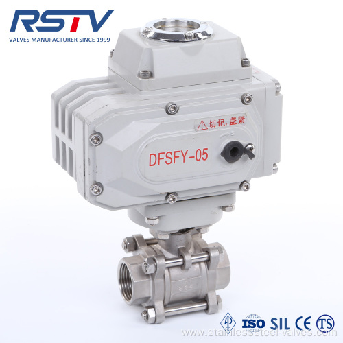 3PC Stainless Steel Ball Valve with Electric Actuator